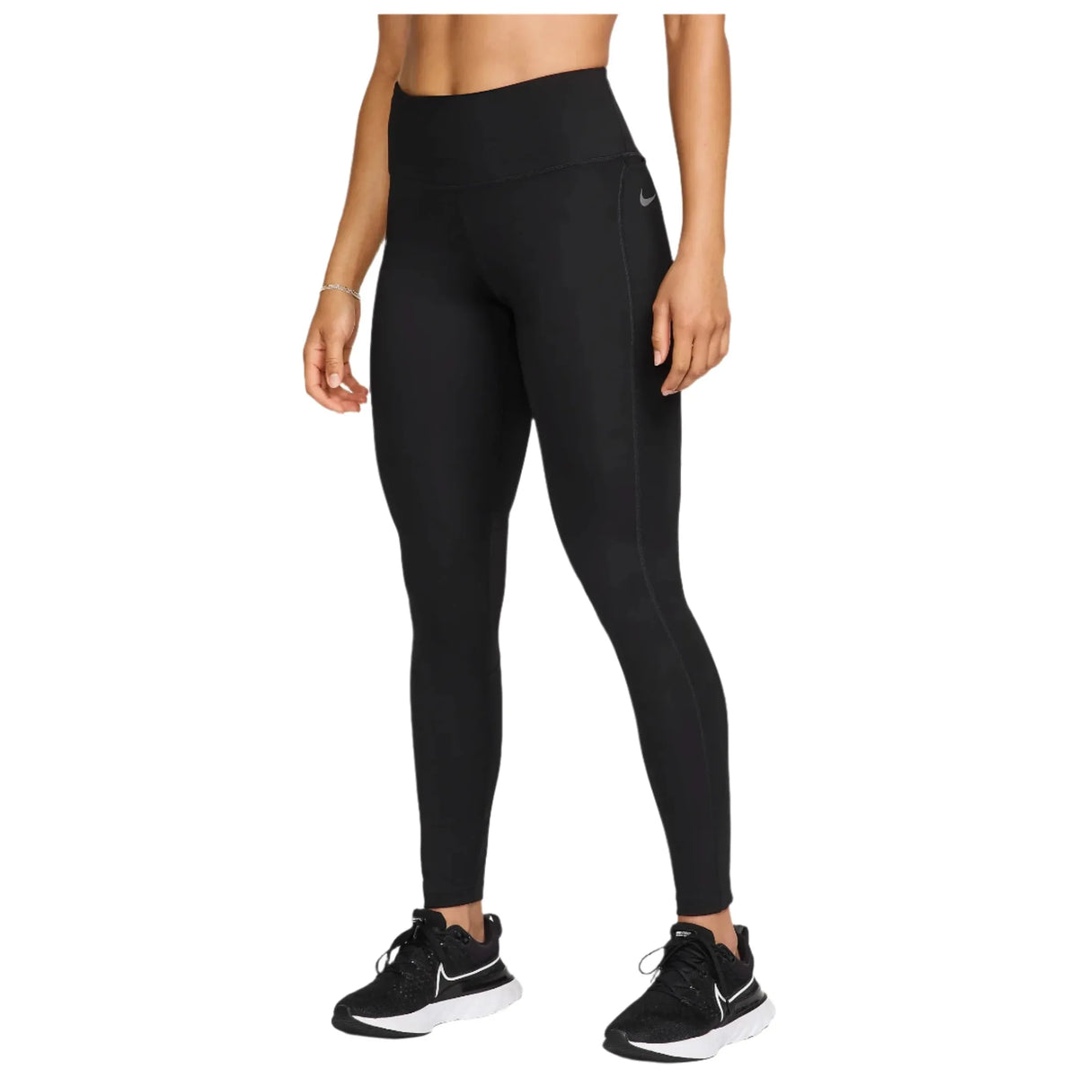 Mid-Rise Pocket Running Tights, Women, Black/Reflective Silver