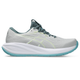 Asics Gel-Cumulus 28 Herre i Cloud Grey/Energy Aqua har overdel i mesh for åndbarhed, blågrønne snørebånd og ydersål, hvid mellemsål og diskret branding på siden.
