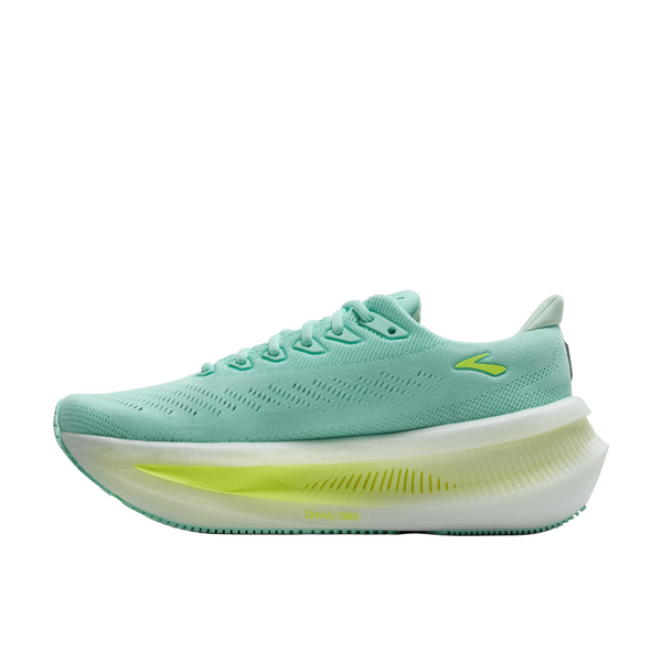 Brooks Glycerin Max 2 Dame i Yucca/Nightlife/White har en polstret hvid og gul sål, overdel i mesh, snørelukning og logo i siden, der er designet til maksimal komfort mod en almindelig hvid baggrund.