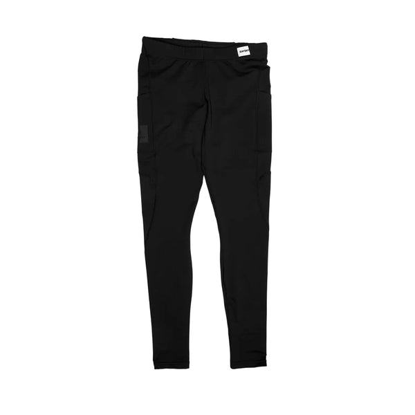 Saysky Motion+ Long Tights til mænd i sort har en tætsiddende joggingstil med sidelommer og en elastisk linning, vist på en ensfarvet lysegrå baggrund.