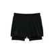 On 3" Performance 2/1 Shorts til damer i sort har et lagdelt design, elastisk linning og et lille logo på venstre ben - ideelt til træningstøj eller løb. Vises på en almindelig hvid baggrund.