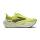 Et sidebillede af Brooks Glycerin Max, Dame i Sunny Lime/Black/White viser en tyk hvid sål for maksimal komfort, overdel i mesh, snørelukning, sorte og gule detaljer og Brooks-logoet på siden.