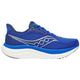 Saucony Triumph 23 løbesko til herrer i Lapis/Silver har en hvid sål, blå snørebånd og et bølget design i hvid og sølv. "TRIUMPH 23" står på hælen og sikrer maksimal komfort på hver løbetur.
