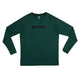 Saysky Logo Pace Long Sleeve, Herre, Green er en mørkegrøn træningstop til mænd med "SAYSKY" i fede sorte bogstaver hen over brystet, vist fladt på en hvid baggrund - ideel til træning eller hverdagsbrug.