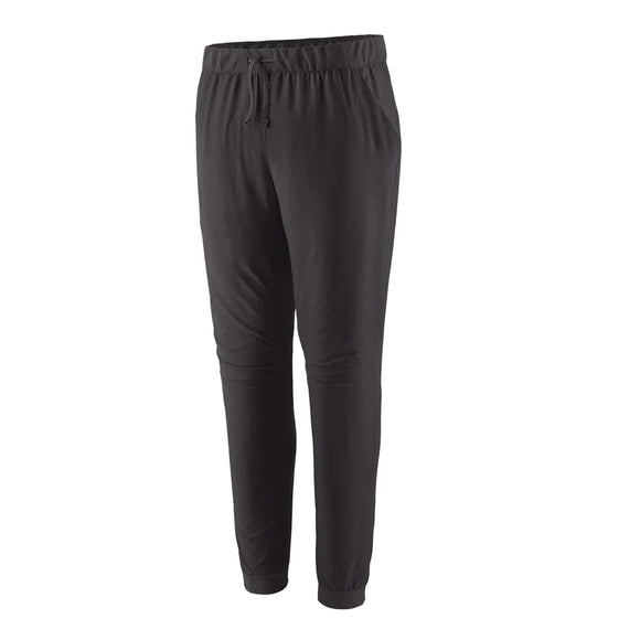 Patagonia Terrebonne Joggers, Herre, Black har elastisk linning, snøre og tilspidsede ben for komfort og stil. Vist mod en enkel lys baggrund.
