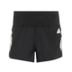 Adidas Adi365 Shorts, Dame, Black er sportsshorts til kvinder med bred linning, hvide diagonale striber og et lille hvidt logo på venstre side, vist på en almindelig hvid baggrund.