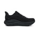 Hoka Clifton 10 Dame i Black/Black er en løbesko med en tyk, struktureret sål og overdel i mesh. Den vises side om side mod en hvid baggrund og er perfekt til løbesko-damer, der ønsker komfort og høj ydeevne.