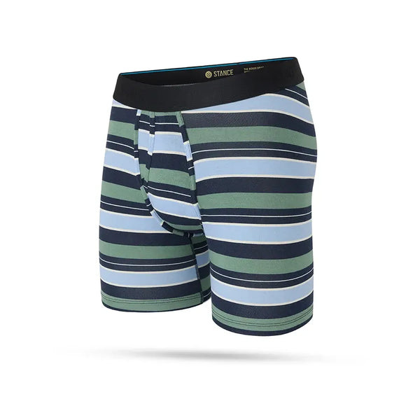 Stance Striped Delight Wholester herre boxershorts har vandrette grønne, marineblå, lyseblå og hvide striber samt en sort linning - ideel til dig, der vil have komfortable undertøj.