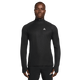 En person er iført en Nike ACG Half-Zip Running Top til mænd i Black/Black/Summit White sammen med matchende sorte bukser; begge beklædningsgenstande har et lille trekantet logo, mens personen står med ansigtet fremad mod en almindelig hvid baggrund.