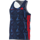 Adidas Labrum Singlet, Herre, Blue har subtile geometriske mønstre, røde diagonale striber på venstre side, et lille rødt logo ved højre skulder og er lavet af ultralet åndbart materiale for maksimal komfort.