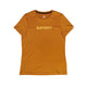 En Saysky W Logo Pace T-Shirt til kvinder i orange er vist fladt på en almindelig hvid baggrund - en fugttransporterende sportstee, der er perfekt til løb.