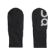 Der vises to sorte On Core Glove (Unisex): den venstre har individuelle fingre, den højre har et luffeovertræk med et hvidt logo. Disse 2-i-1-handsker har et slankt, minimalistisk design til alsidig brug.