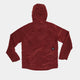 En Saysky Clean Pace Shield Jacket, Herre, Red ligger fladt med forsiden nedad på en hvid baggrund. Den har lange ærmer, en synlig søm øverst på ryggen og et lille, sort, rektangulært mærke nær den nederste kant.