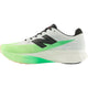 New Balance Fuelcell Supercomp Elite V5 Herre i White/Mint Flash EKIDEN har et sort N-logo, sorte snørebånd, tyk grøn/hvid mellemsål, lav krave og strømlinet design - udviklet til maratonhastighed.