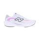 New Balance FreshFoam Ellipse løbesko herre i hvid har en overdel i mesh, sort og sølv N-logo, pink og orange gradient accenter, FreshFoam-støddæmpning for let komfort, tyk støddæmpet hvid sål og sorte ydersåldetaljer.
