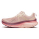 Saucony Guide 18 Dame i Cameo/Terra har en overdel i lyserød mesh, snørelukning og en tyk sål med gradient fra lyserød til mørklilla med Saucony-branding på siden og mellemsålen.