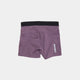 Saysky W Flow+ Race Short Tights 4" til kvinder i lilla har sort linning og SAYSKY-logo nederst i venstre side, lagt fladt på en hvid baggrund.