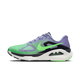Et sidebillede af Nike Structure Plus, Herre i Iron Purple/Voltage Green-Off Noir-Sail med en grøn og lilla gradientoverdel, neongrøn swoosh, hvid/sort/neon sål, ReactX-skum for stabilitet og ZoomX-logo på mellemsålen.