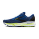 Brooks Adrenaline GTS 24 løbesko herre i Navy Peony/Black/Acid Lime har en polstret hvid og gul sål for ekstra stabilitet, vist i sideprofil mod en hvid baggrund.