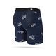 Stance Petite Bloom Wholester Herre boxershorts i navy med sort linning og et spredt hvidt blomsterprint, vist bagfra mod en ensfarvet hvid baggrund.
