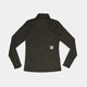 En Saysky W Pace 1/2 Zip Long Sleeve, Dame, Green er lagt fladt bagud på en hvid baggrund. Et lille firkantet mærke med mærkets stjernelogo er syet fast nederst på ryggen.