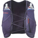 Salomon Active Skin 4 Set løbevest, unisex, i Maritime Blue/Astral Aura/Haute Red, er lavet til trailløb med netryg, to frontlommer til softflasker, lynlåsrum, justerbare elastiksnore og logoet på venstre side.