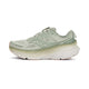Saucony Guide 18 Dame i Mist/Aloe er en lysegrøn træningssko med en hvid, tyk polstret sål, overdel i mesh, snøre foran, ventilationshuller for åndbarhed og diskret branding - vist i profil mod venstre.