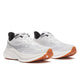Saucony Endorphin Speed 5 herreløbesko i White/Gum har mesh-overdel, sorte detaljer og kraftige hvide såler med gum-farvede ydersåler. Perfekte til både tempo- og distancetræning. Skoene er placeret side om side i vinkel.