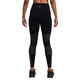 Bagfra set billede af sorte Nike-løbetights med høj talje og fuld længde, der har reflekterende vandrette striber over og under knæene.