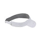 New Balance Performance Visor V 2.0, Unisex, Hvid har en buet skygge, justerbar rygstrop og et gråt fugttransporterende inderbånd for komfort. Vist fra siden på en almindelig hvid baggrund.