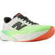 New Balance Fuelcell Rebel V5, Herre, White/Mint Flash EKIDEN har en hvid og mintfarvet overdel, sorte snørebånd/logo, tyk hvid mellemsål og orange slidbane, der giver letvægtskomfort. Vist vinklet til højre.