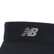 Nærbillede af New Balance Performance Visor V 2.0 i sort, en unisex-hat med et sølvfarvet NB-logo på forsiden, som giver stilfuld solbeskyttelse til aktive dage.