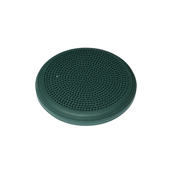 Casall Balance Cushion, Unisex, i Dark Teal har en rund form med en struktureret, ujævn overflade - ideel til coretræning eller genoptræning - vist på en almindelig hvid baggrund.