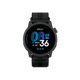 COROS Pace 4 Multisport Watch i sort nylon har et rundt digitalt display, der viser tid, dato, batteri, skridt, puls, træningsstatistik, GPS-sporing og leveres med en sort- og gråstribet nylonrem.