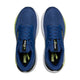 Et par Brooks Adrenaline GTS 24 herre løbesko i Navy Peony/Black/Acid Lime set ovenfra med overdel i mesh, grønne indlægssåler, BROOKS-mærke og hvide mellemsåler med en grøn gradient ved hælen.