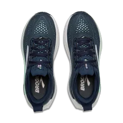 Et par Brooks Glycerin GTS 23 løbesko dame i Spellbound/Yucca/Pink, set ovenfra med åndbar mesh-overdel, hvide mellemsåler og BROOKS-brandede indlægssåler - ideelt til stabilitet på hver eneste løbetur.