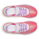 Saucony Endorphin Elite 2 unisex-løbesko i Coral/White set ovenfra med mesh-overdel, PWRRUN HG-støddæmpning, lilla snørebånd og hvide såler - ideelle til løb med elegante designdetaljer på overdel og pløs.