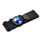 Orbiloc Run Dual, Unisex, 112 Blue er et dansk produceret sort armbånd med en clips og et rundt blåt LED-lys i et klart hus. Det har Orbiloc-branding på en lille fane og er en del af Orbiloc Run Dual-serien.