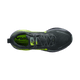Topbillede af en Nike Vomero 18 herre løbesko i Seaweed/Volt-Cannon-Sanded Purple med sorte snørebånd, grønt interiør, grønt Nike-logo nær tungen, "VOM" på indersålen og ZoomX-mellemsål på en almindelig hvid baggrund.