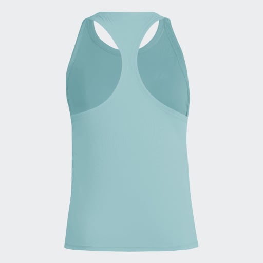 Adidas Adizero E Tank til kvinder i Powtea er en ærmeløs, lyseblå racerback-top lavet af glat, elastisk stof, der transporterer sved, så du holder dig kølig og komfortabel under træningen.