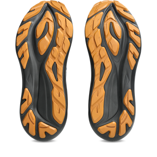 Asics GT-2000 14 TR løbesko herre i Nature Bathing/Tranquil Teal er vist fra bunden og har en sort sål med orange grebsmønstre og riller for greb og forbedret pronationsstøtte.