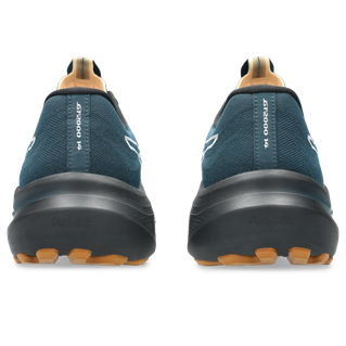 Bagfra ses et par Asics GT-2000 14 TR løbesko herre i Nature Bathing/Tranquil Teal med sorte mellemsåler, tan pull tabs, orangebrune slidbaner og "GT-2000 14 TR" branding synligt på bagsiden.