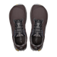 Et par Altra Lone Peak 9+ trail-løbesko til mænd i farven Chocolate Torte/Silver, set ovenfra. De har snørelukning med sorte og grå snørebånd samt Vibram-ydersåler med gul logo-mærkning ved tåen og hælen.