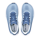 Et par Altra Torin 9 Dame-løbesko i farvekombinationen Windward Blue/White/Dark Denim, med overdel i mesh, mørkeblå snørebånd og Zero Drop-teknologi. ALTRA-logoet er placeret på tungen og indersålen. Set ovenfra på en hvid baggrund.