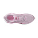 Set ovenfra viser Nike Vomero 18 Dame i farven Bleached Lilac/Pink Smoke-Lt Magenta mesh-materiale, en hvid sål og snørebånd, en indersål med Vomero-logoet, der sikrer maksimal dæmpning, samt en tunge med Nike-logoet.