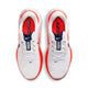 Topbillede af Nike Structure Plus løbesko til herrer i hvid/midnight navy-bright crimson. Har røde såler, marineblå swooshes, blå tungeflige og røde indlægssåler med strus+ og run+ labels - designet til stabilitet og støtte mod overpronation.