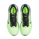 Et par Nike Pegasus 42 herreløbesko i Volt Tint/Black Spruce-Sapphire vises ovenfra, side om side, med sorte snørebånd, synlige Nike-logoer på siderne og tungen og en ReactX-mellemsål, der giver overlegen komfort.