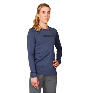W Logo Pace Long Sleeve, Dame, Blue Melange