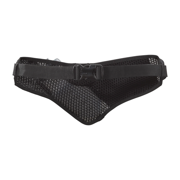 Salomon Active Belt 3D Bottle, unisex, sort, har et bredt, buet netdesign med en plastspænde i midten, der sikrer en justerbar pasform – perfekt til at bære din letvægtsflaske på aktive dage.