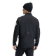 En person står med ryggen til kameraet og har en sort hue på samt en Adidas Adi365 Running Iconic Jacket, Herre, Black – en Adidas-jakke til mænd med hvide striber langs ærmerne – kombineret med matchende sorte bukser foran en ensfarvet hvid baggrund.